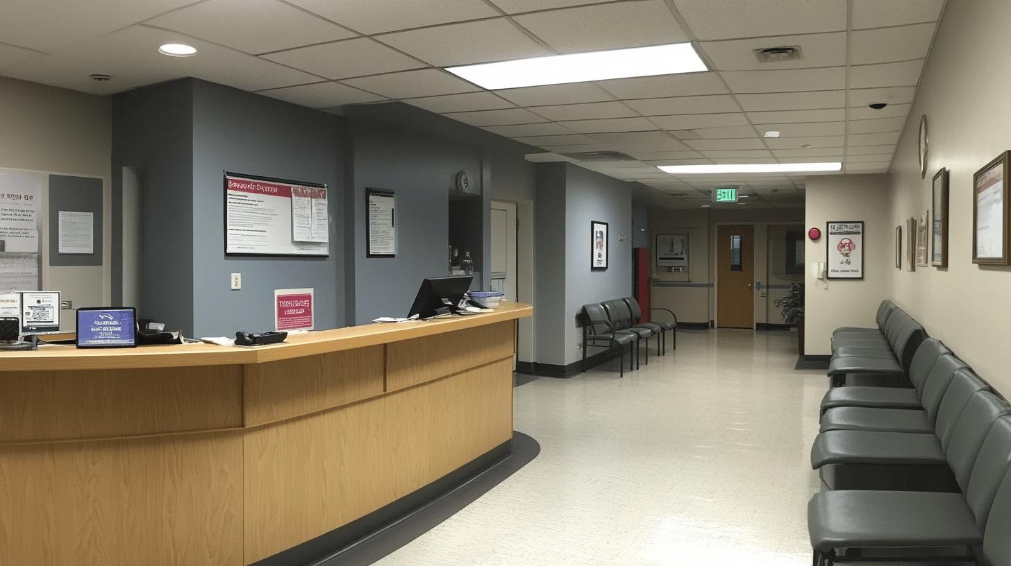 Hospital front desk or reception area- Can I Go to a Walk-In Clinic Without Insurance?