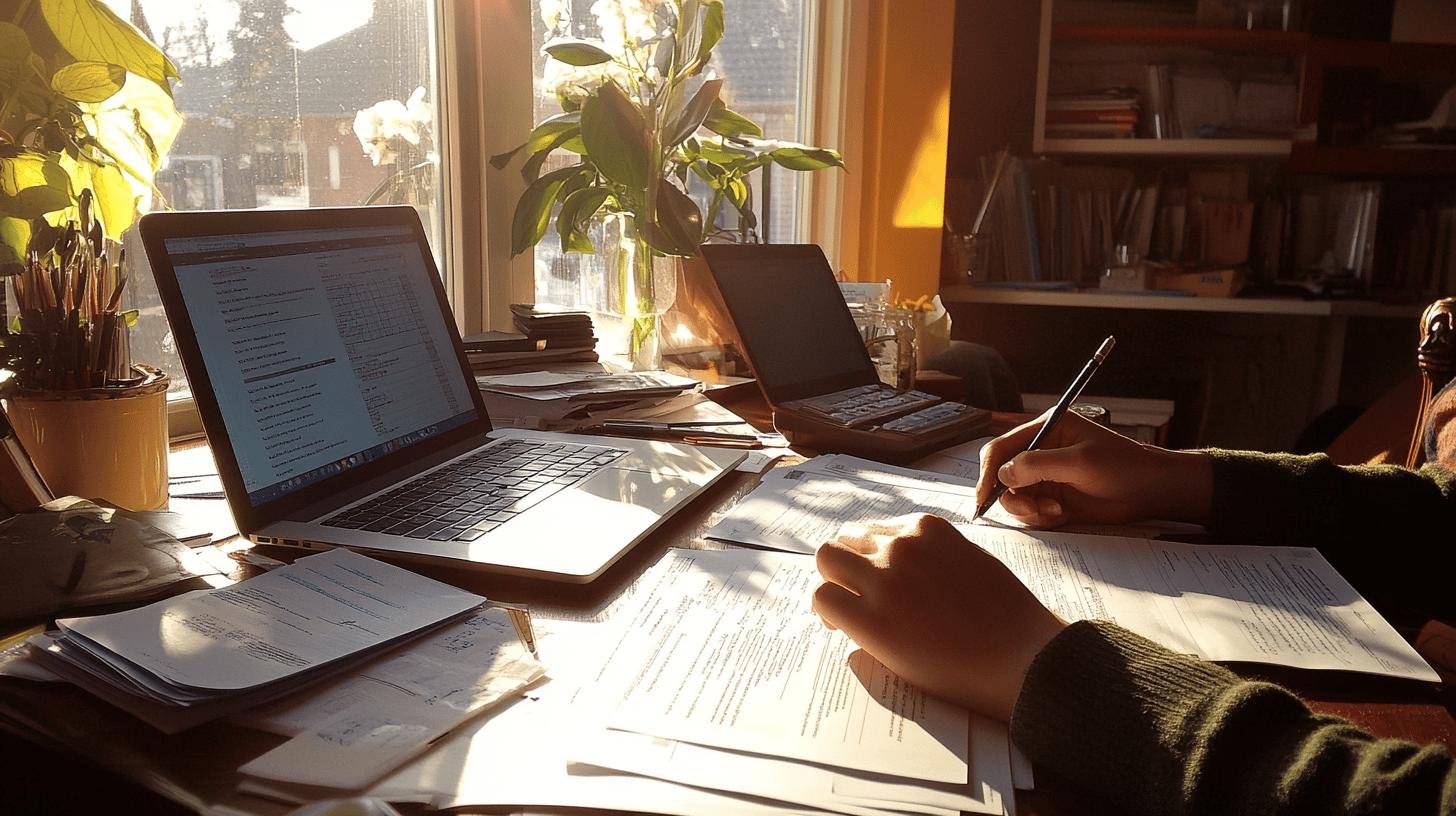 Picture Shows Two Laptops On a Table with Papers Allover the Table-3.jpg