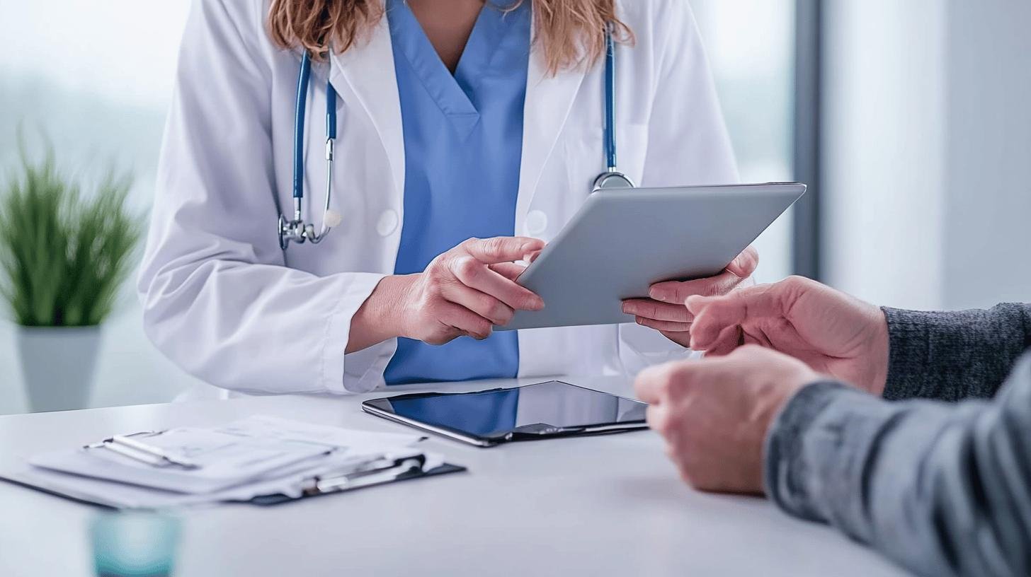 A Doctor Sitting with Her Patient and Looking at His Results-Obesity Management Specialist
