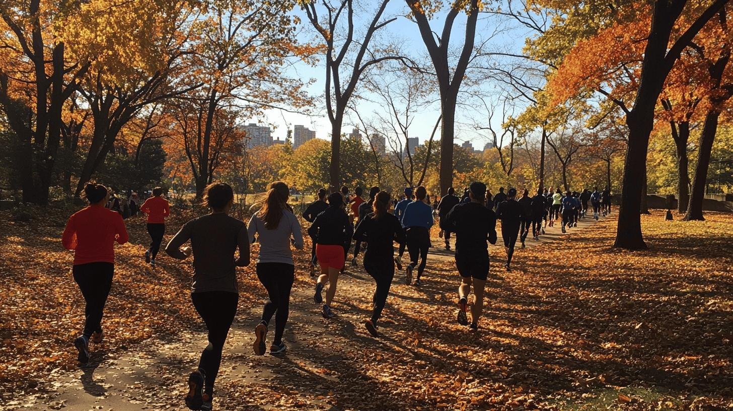 A Group of People Jogging