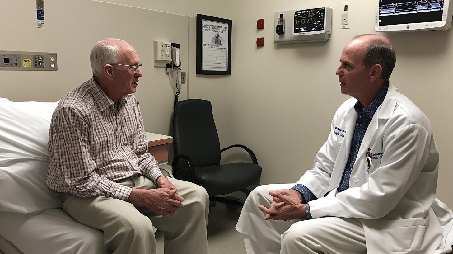 An Elderly Man Discussing with His Doctor-Managing Comorbidities and Side Effects in Elderly Cancer Care
