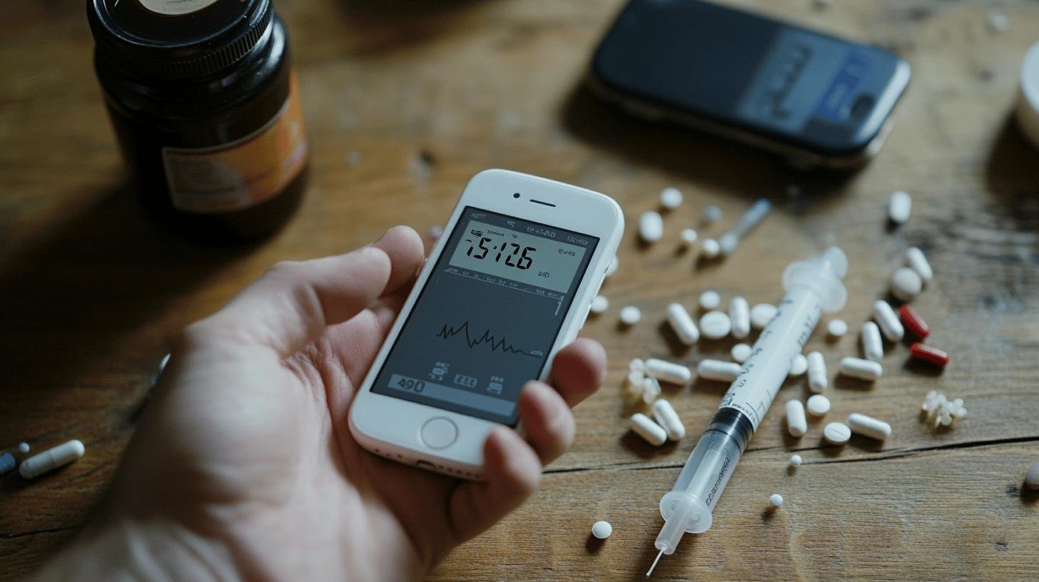 Picture Shows Drugs, a Syringe and a Phone Used to Monitor Heart Rate-1.jpg