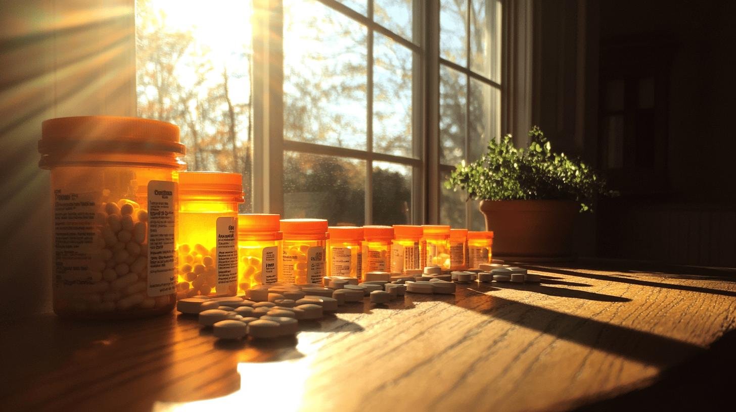 Picture Shows a line up of Medicine Containers and Tablets on a Table-Effective Management of Chronic Pain