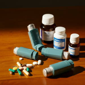 Picture Showing Inhalers and Tablet Medicines-Best Treatment for Asthma Relief