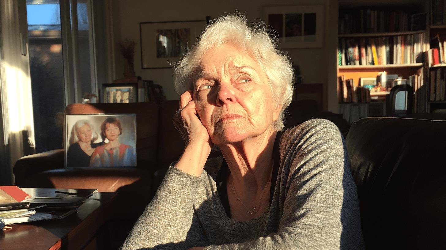 An Elderly Woman Looking Out the Window and Deep in Thoughts