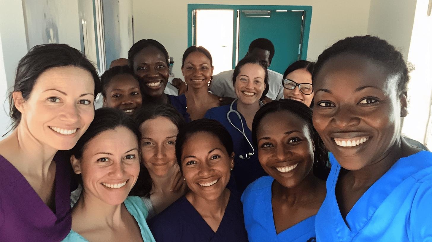 A Group Picture Showing Hospital Attendants-Healthcare Access and Equity