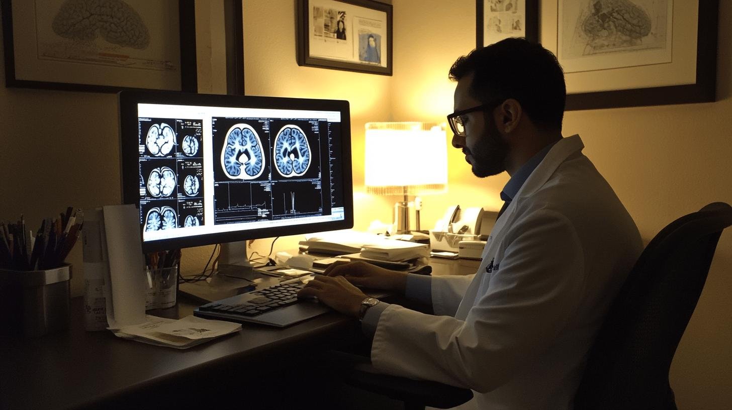 A Doctor Looking at a Brain Scan Result-Why Are Neurological Diseases Hard to Cure? 