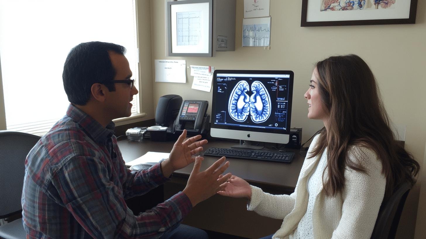A Doctor Analyzing His Patients Brain Scan to the Patient