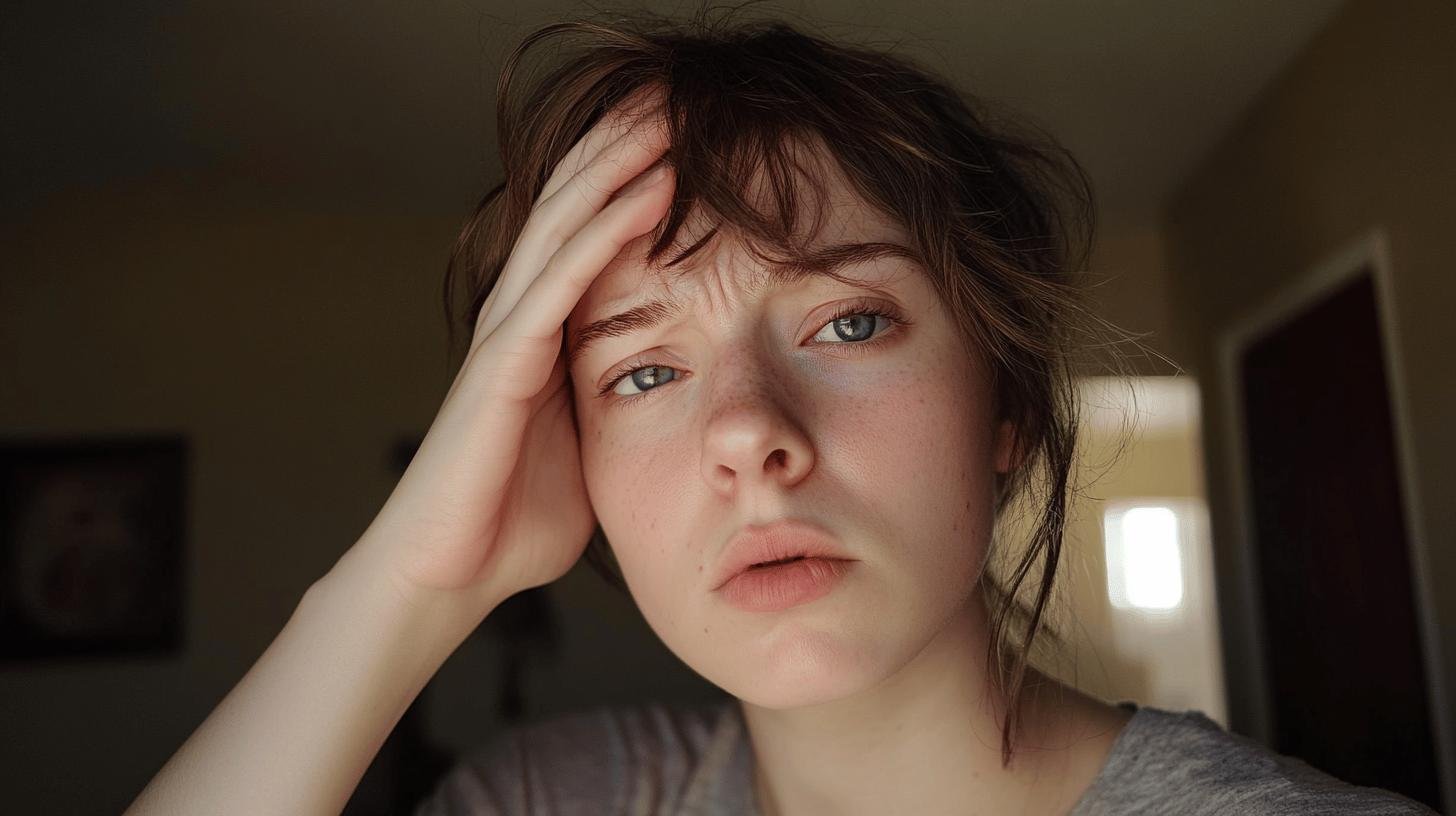 A Young Lady with Her Hand on Her Head Looking Confused and in Pain-Neurological Disorders of the Eye