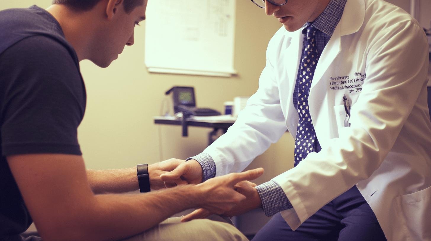 A Doctor Feeling the Hands of His Patient-Autoimmune Diseases that Affect Muscles and Nerves