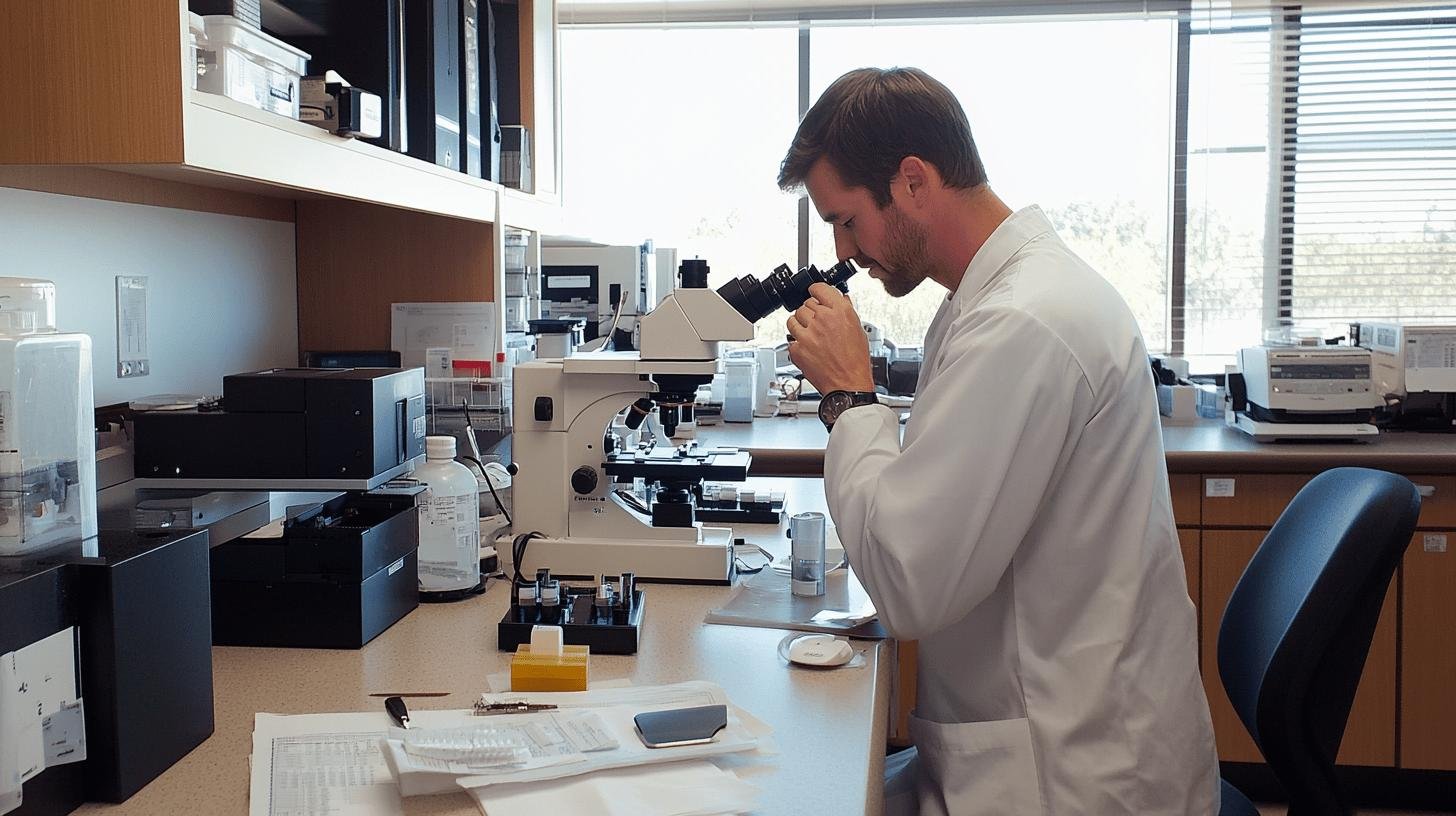 A Doctor Looking Through a Microscope