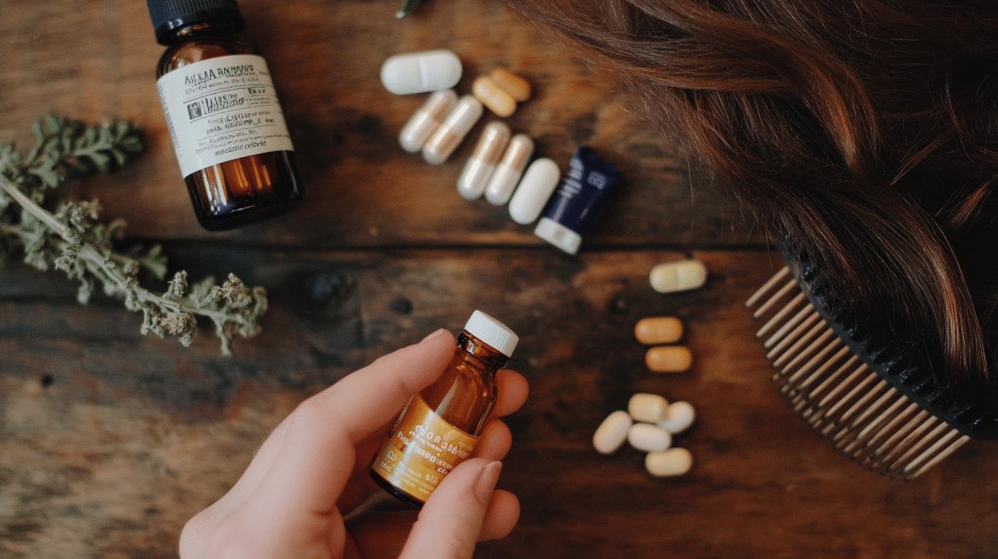 A Hair Extension Clip and a Hand Holding a Pill Bottle