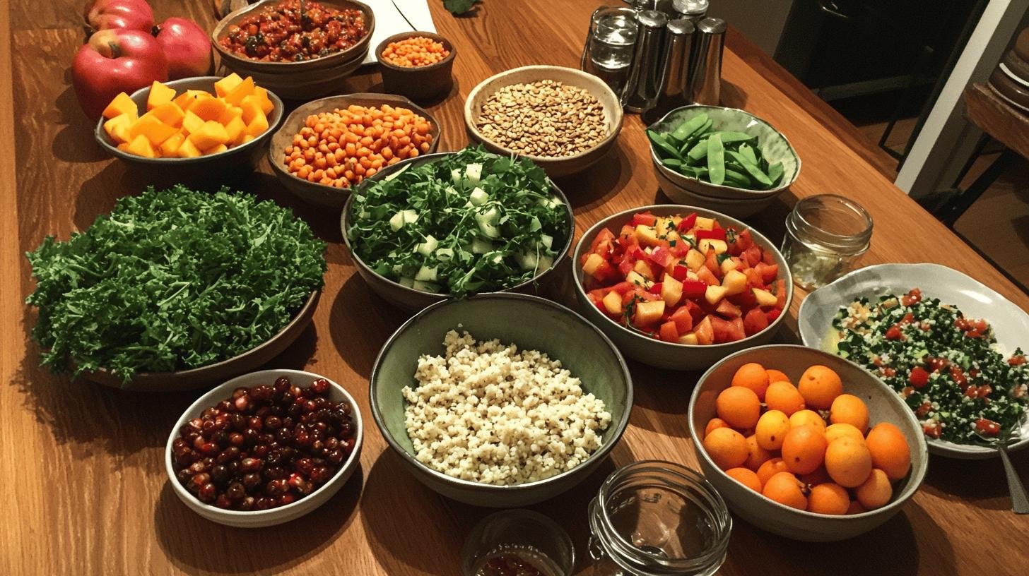 Chronic Kidney Disease Prevention Strategies: Dietary Adjustments for Optimal Kidney Health; different foods and vegetables placed on a table.